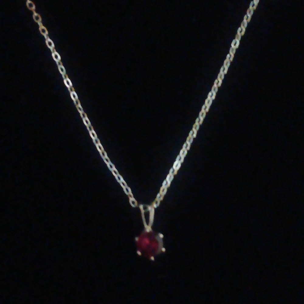 Garnet Solitaire Necklace - Picture 2 of 12
